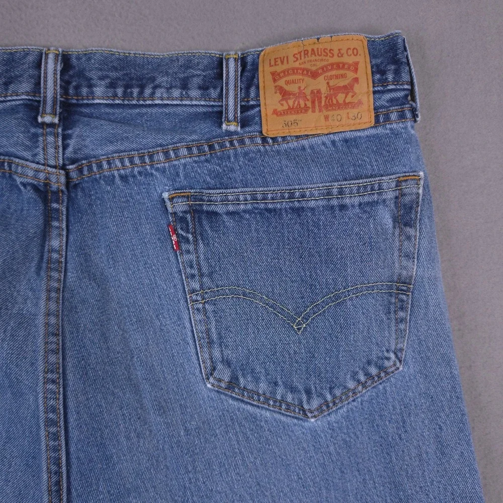 Levi's 505 Regular Fit Jeans Blue Denim 40x30 Straight Leg Workwear Casual